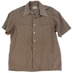 Vintage McGregor Short Sleeve Button Up Shirt Size M Brown Plaid Retro Relaxed